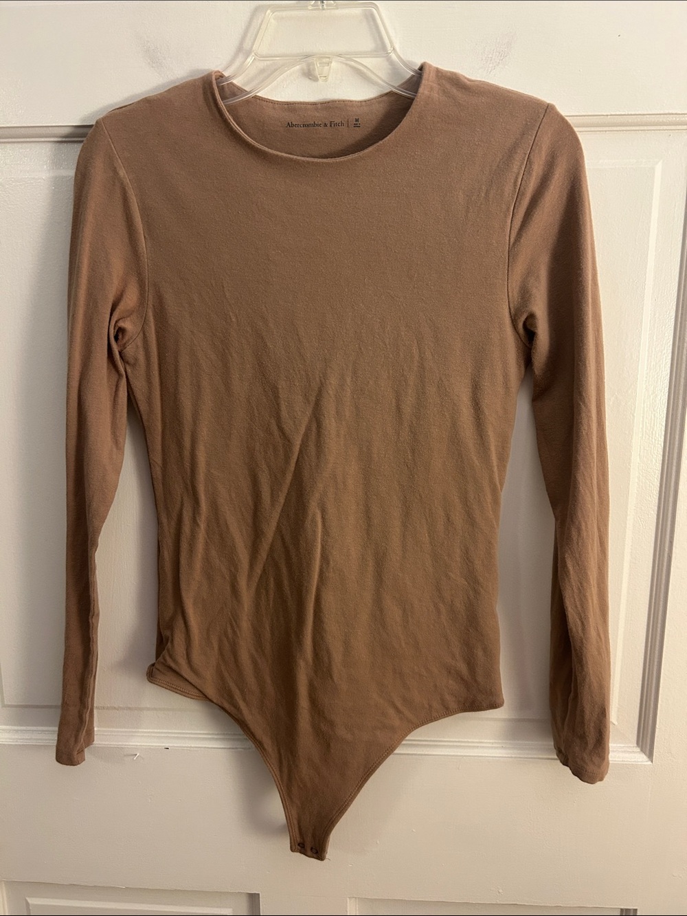 Abercrombie & Fitch SoftAF Long Sleeve Crewneck Bodysuit - Dark Khaki Medium